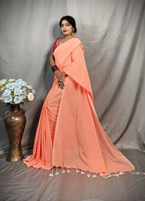 Red-Orange_Pure_Cotton_Handloom_Woven_Saree_For_Women