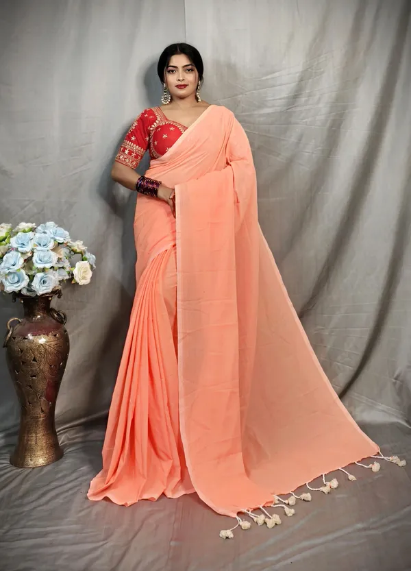 Red-Orange_Pure_Cotton_Handloom_Woven_Saree_For_Women