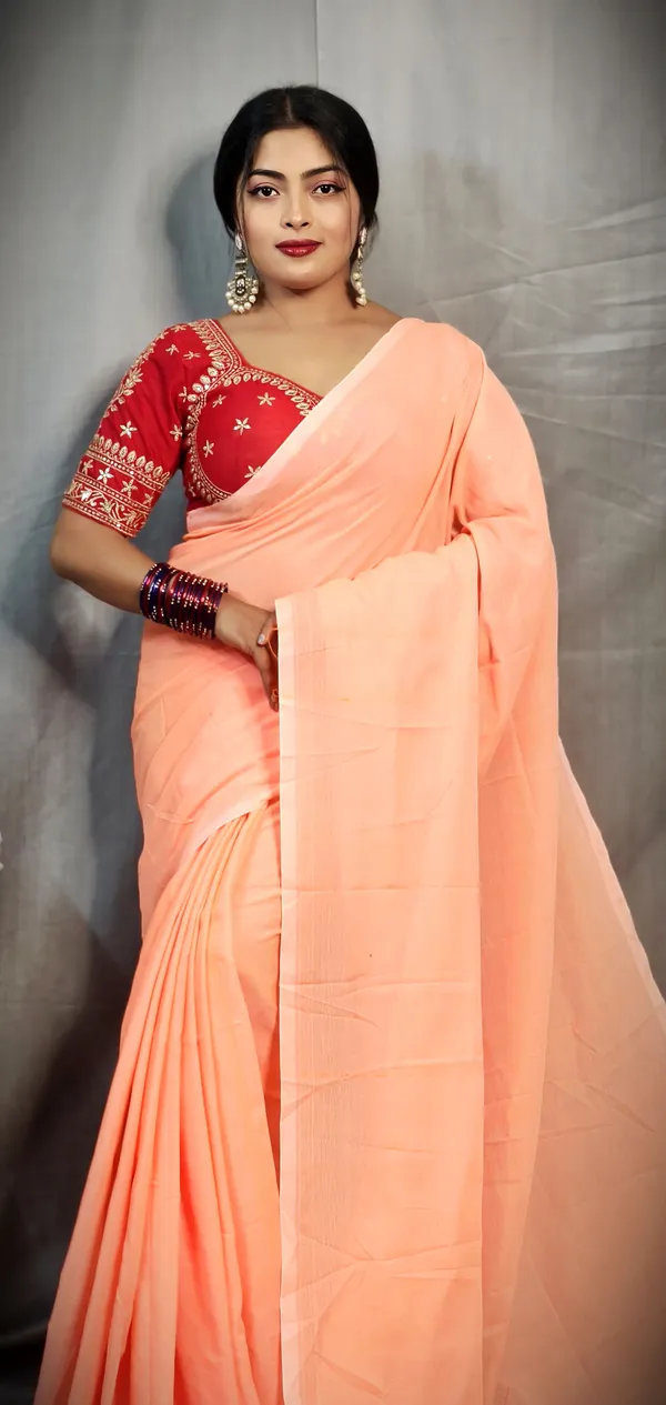 Red-Orange_Pure_Cotton_Handloom_Woven_Saree_For_Women