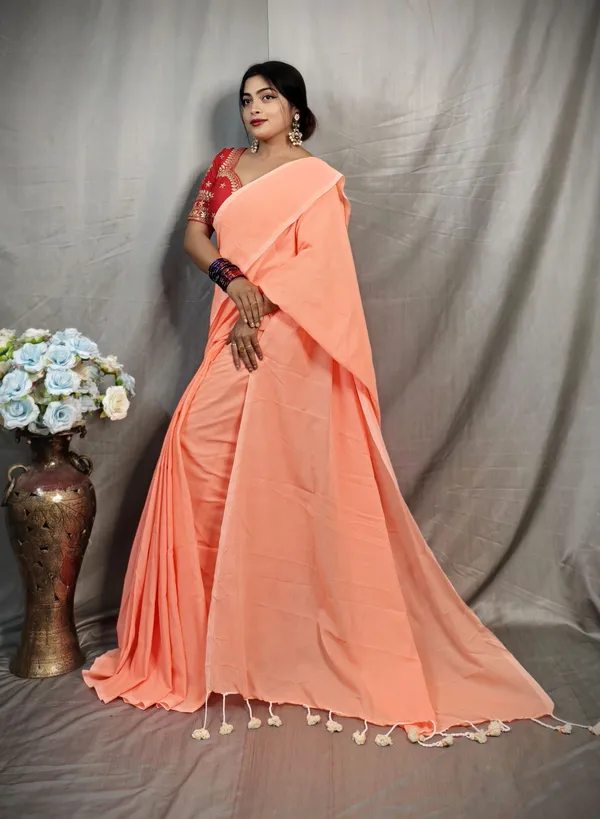 Red-Orange_Pure_Cotton_Handloom_Woven_Saree_For_Women
