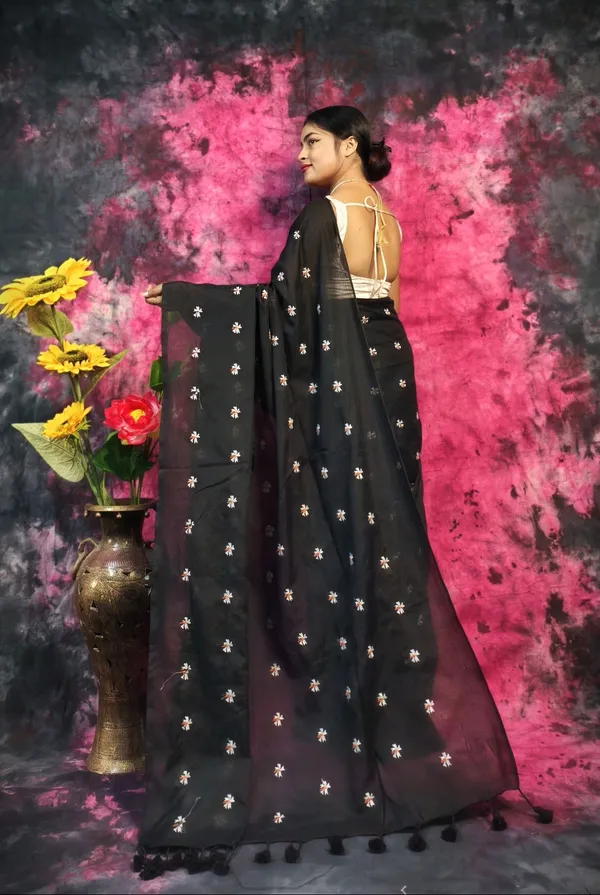 Black_Khadi_Handloom_Embroidered_Saree_For_Women