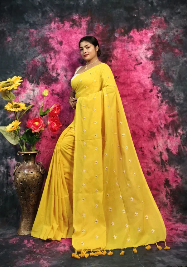 Yellow_Khadi_Handloom_Embroidered_Saree_For_Women