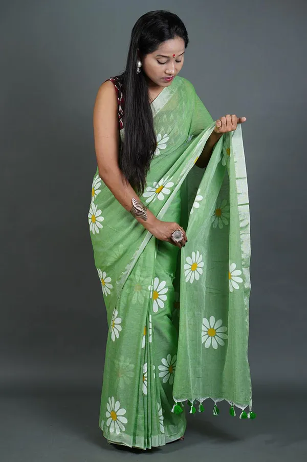 Mint_Green_Cotton_Blend_Handloom_Printed_Saree_For_Women