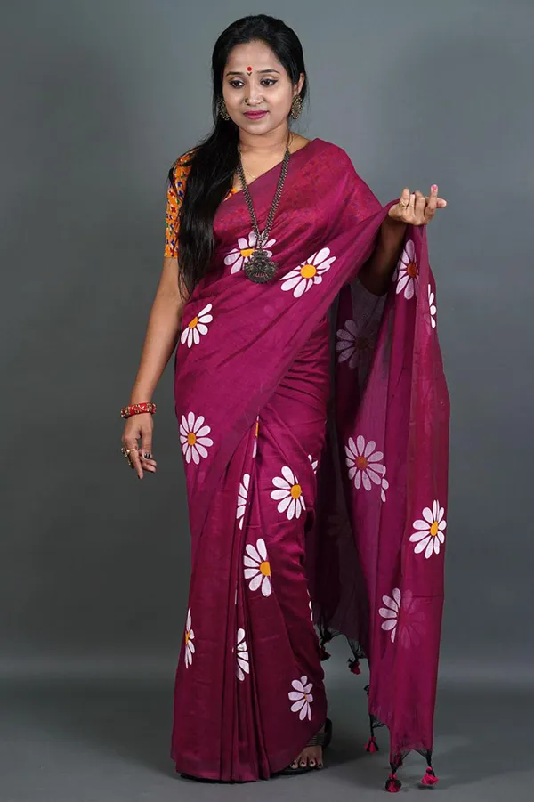 Purple_Cotton_Blend_Handloom_Printed_Saree_For_Women