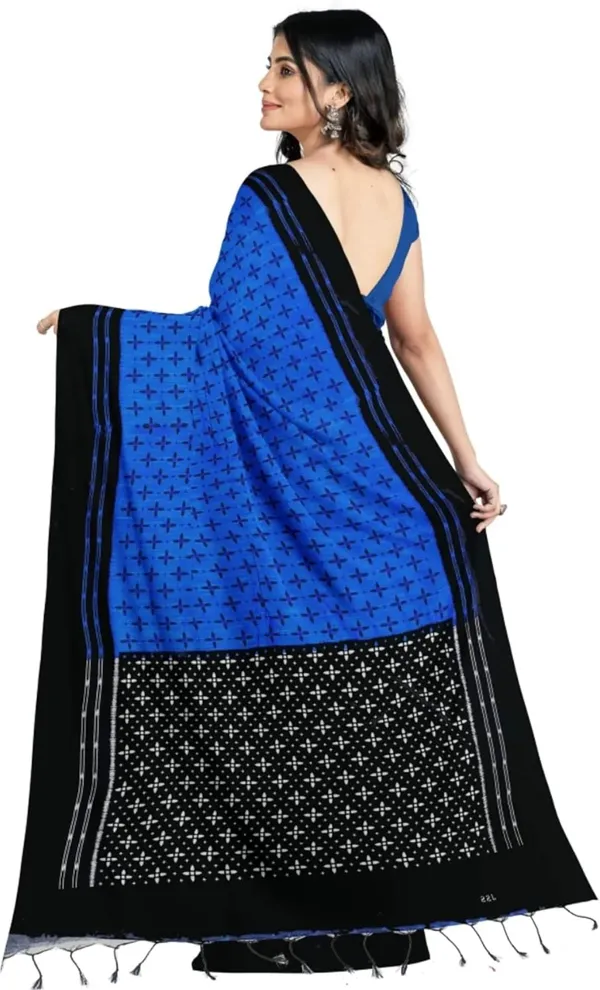 Blue_&_Black_Viscose_Rayon_Sambalpuri_Printed_Saree_For_Women