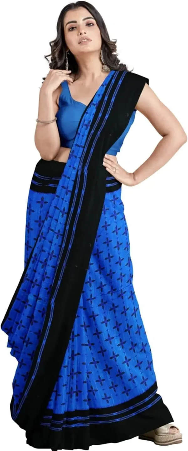 Blue_&_Black_Viscose_Rayon_Sambalpuri_Printed_Saree_For_Women