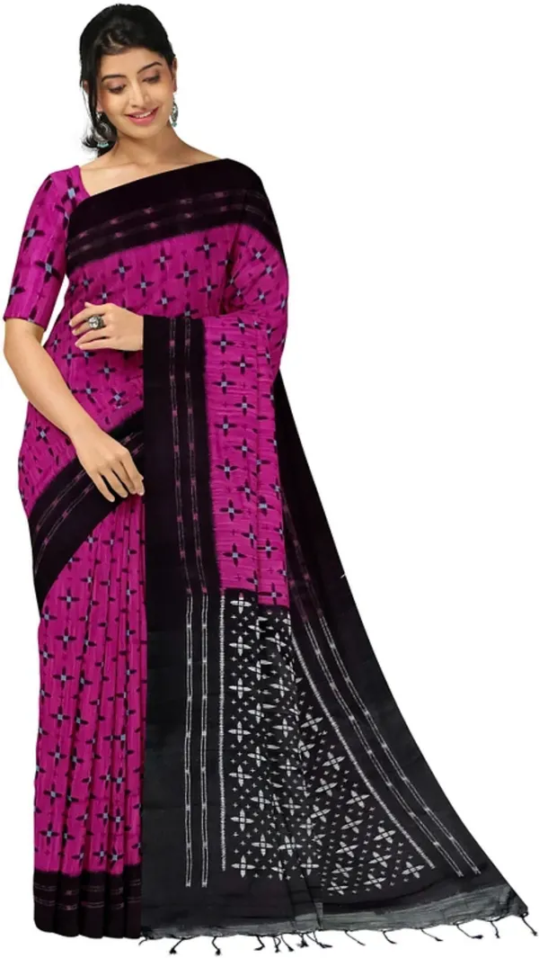 Rani_&_Black_Viscose_Rayon_Sambalpuri_Printed_Saree_For_Women
