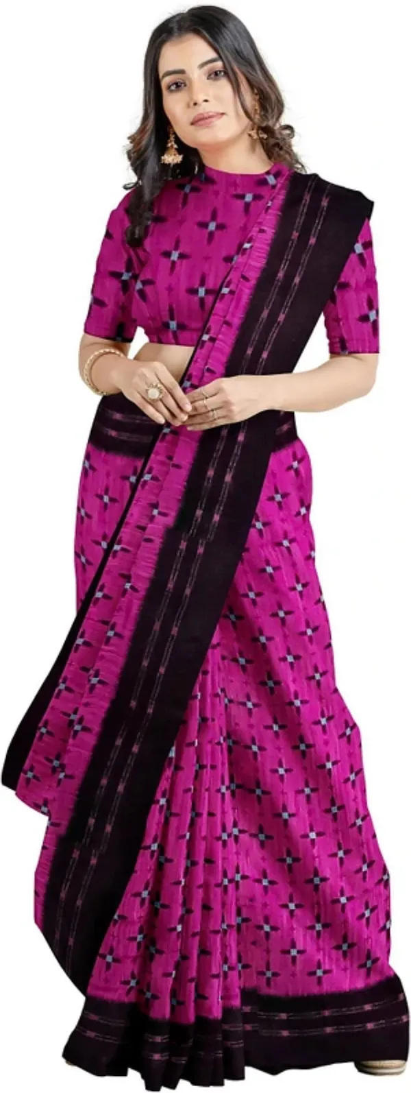 Rani_&_Black_Viscose_Rayon_Sambalpuri_Printed_Saree_For_Women