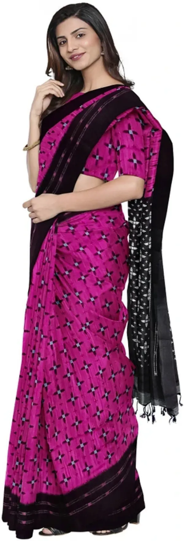 Rani_&_Black_Viscose_Rayon_Sambalpuri_Printed_Saree_For_Women