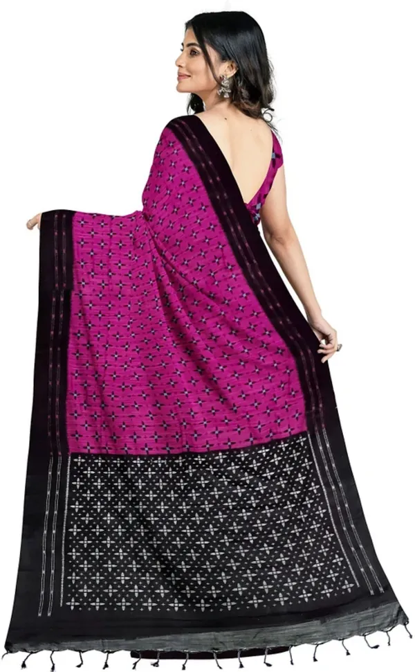 Rani_&_Black_Viscose_Rayon_Sambalpuri_Printed_Saree_For_Women