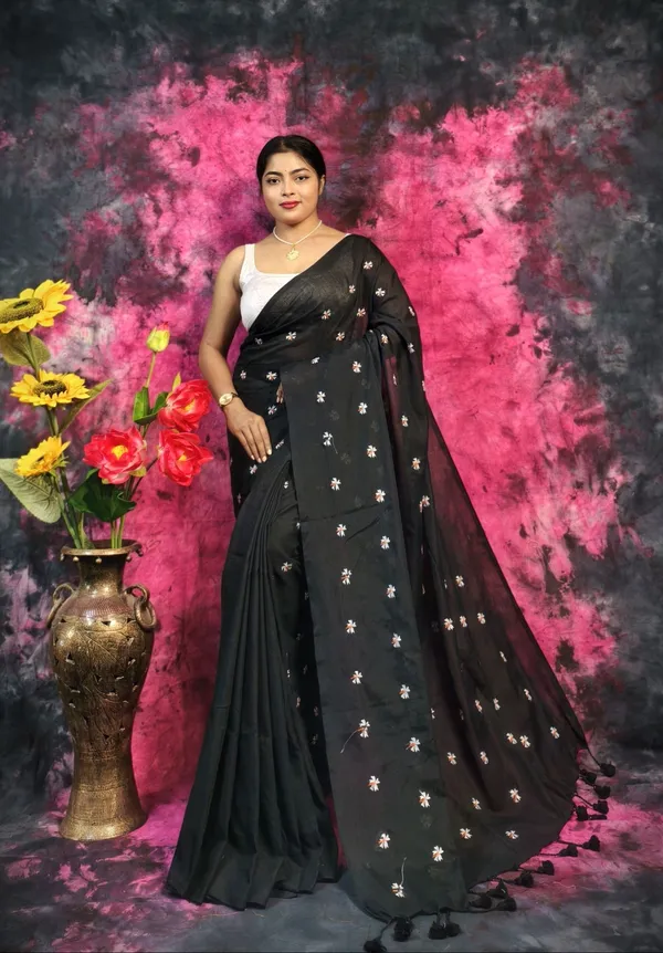 Black_Khadi_Handloom_Embroidered_Saree_For_Women