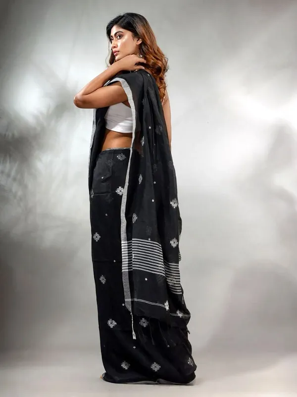 Black_Pure_Cotton_Handloom_Woven_Saree_For_Women