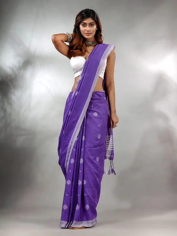 Purple_Pure_Cotton_Handloom_Woven_Saree_For_Women