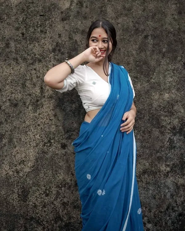Teal_Blue_Pure_Cotton_Handloom_Woven_Saree_For_Women