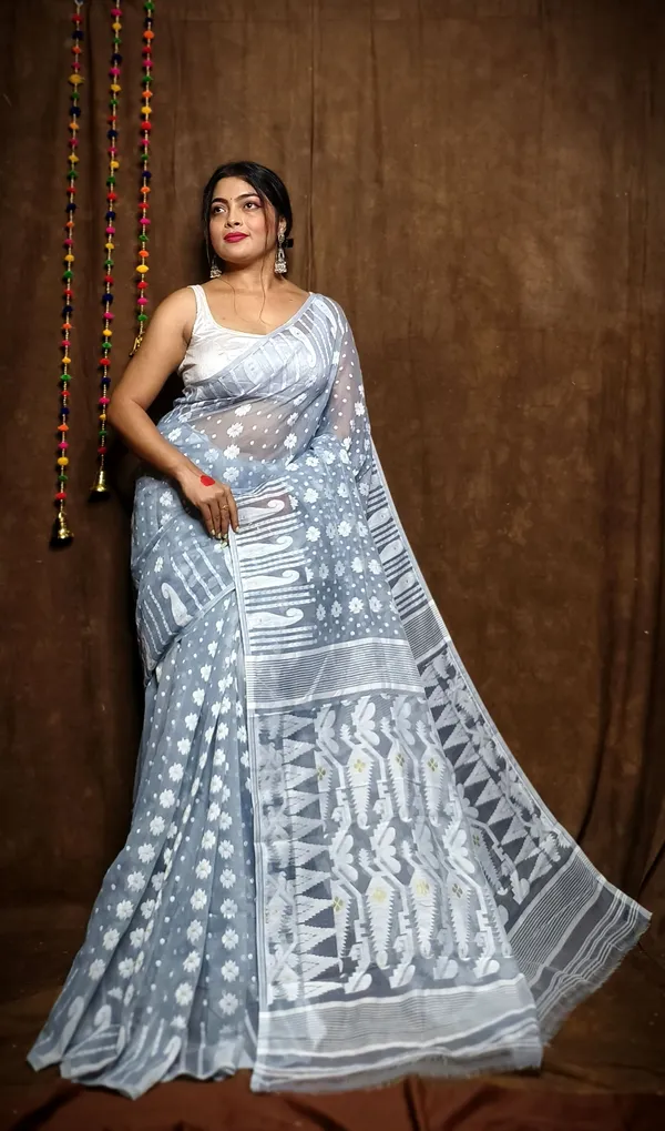 Grey_Cotton_Linen_Jamdani_Self_Design_Saree_For_Women
