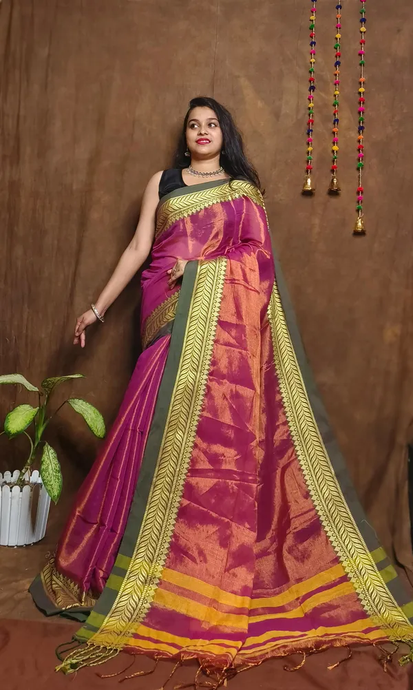 Pinkish_Purple_Tissue_Handloom_Embellished_Saree_For_Women