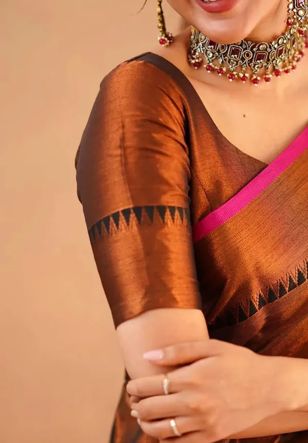 Brown_Tissue_Handloom_Self_Design_Saree_For_Women