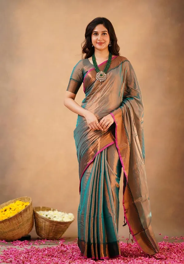 Light_Blue_Tissue_Handloom_Self_Design_Saree_For_Women