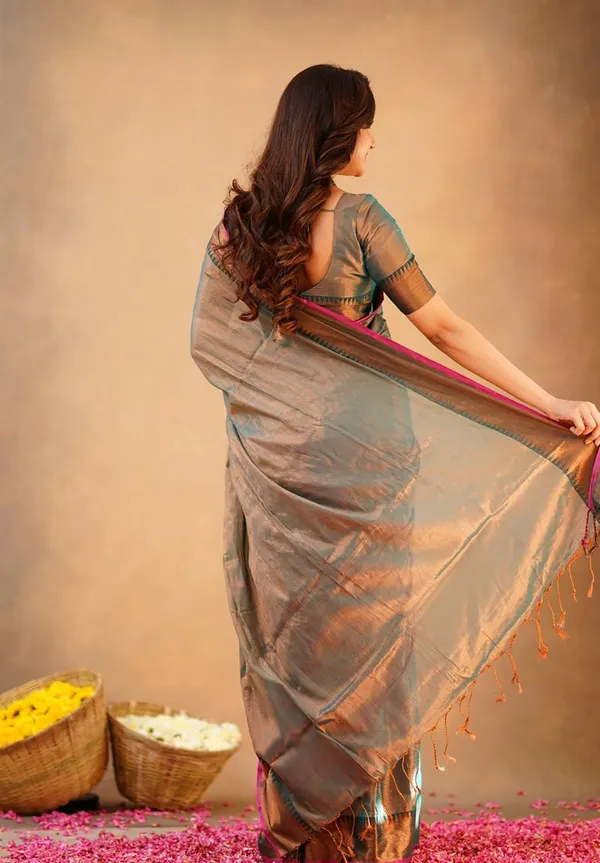 Light_Blue_Tissue_Handloom_Self_Design_Saree_For_Women