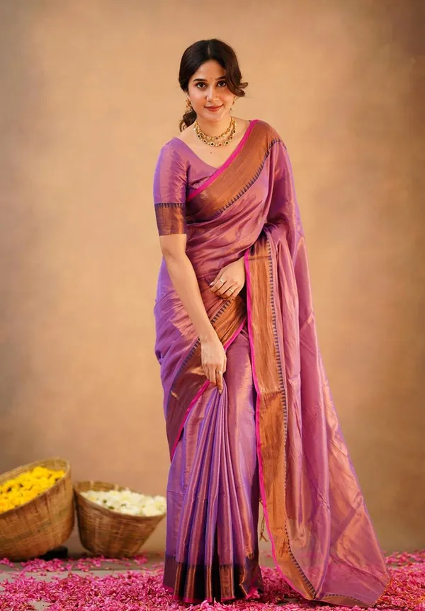Light_Purple_Tissue_Handloom_Self_Design_Saree_For_Women