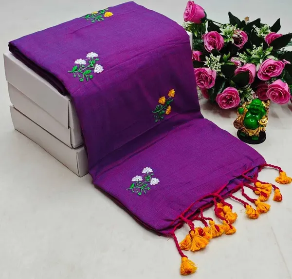 Purple_Khadi_Handloom_Embroidery_Saree_For_Women