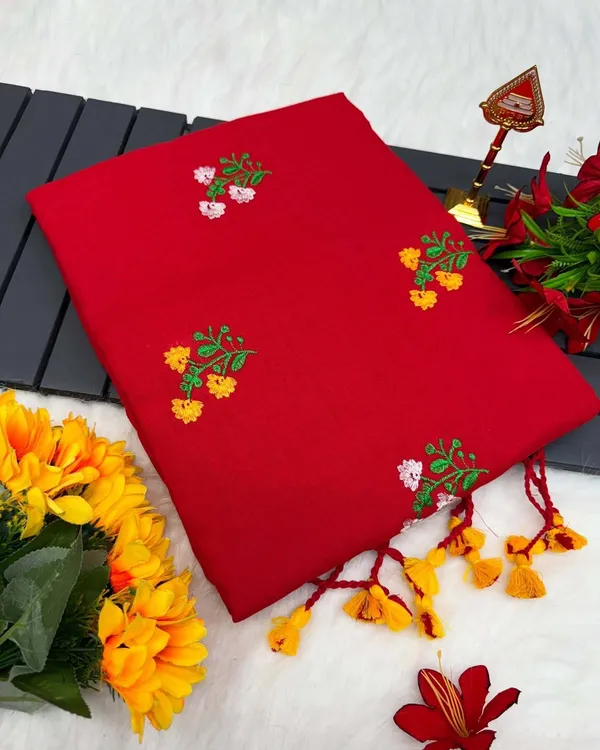 Red_Khadi_Handloom_Embroidery_Saree_For_Women