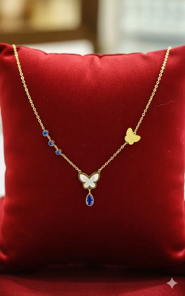 Golden_Butterfly_Charm_Necklace_With_Blue_Stones_For_Women