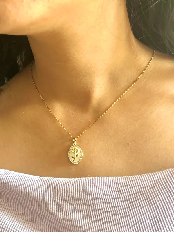 18K__Gold_Plated_White_And_Rose_Charm__Necklace_For_Women