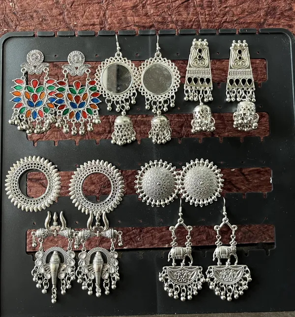 Pack_of_10_-_Silver_The_Versatile_Ethnic_Earring_Mega_For_Women