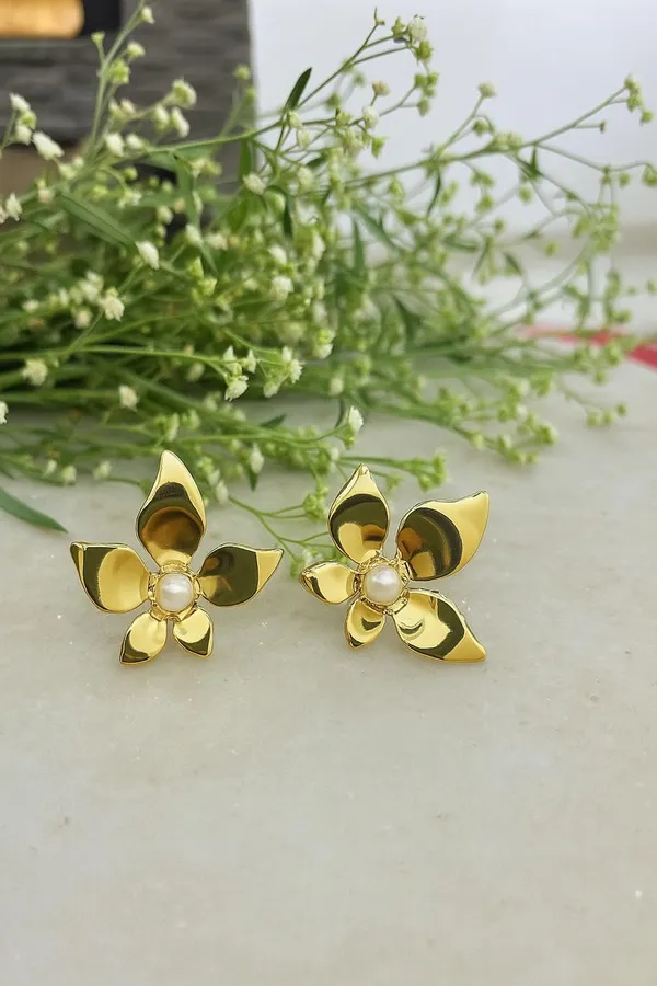 18K_Gold_Plated_Flower_Blossom_Earrings_For_Women