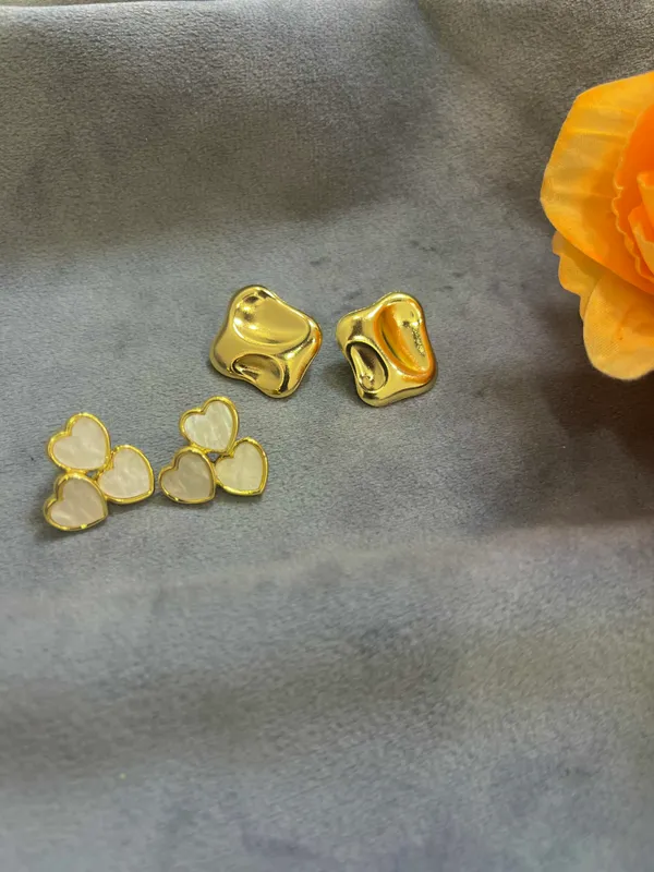 Set_Of_2_-_Golden_Minimalism_Stud_Combo_For_Women