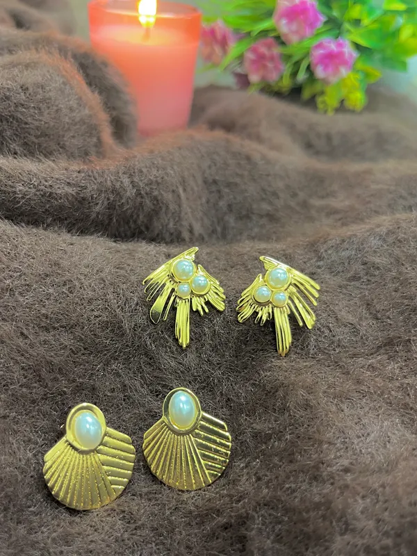 Golden_Contemporary_Statement_Studs_-_Set_Of_2_For_Women