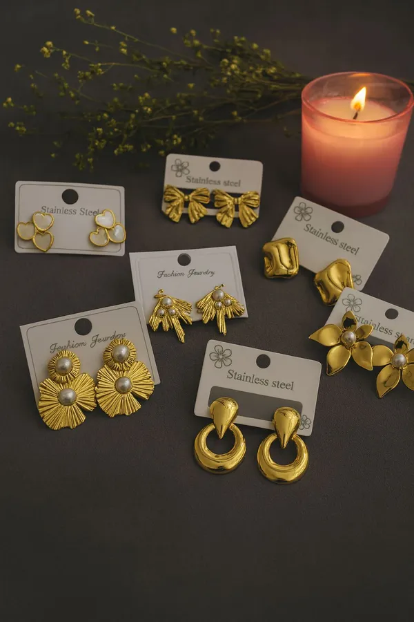 Pack_Of_7_-_18K_Gold_Plated_7_Days,_7_Looks__Stud_Earrings_-__For_Women