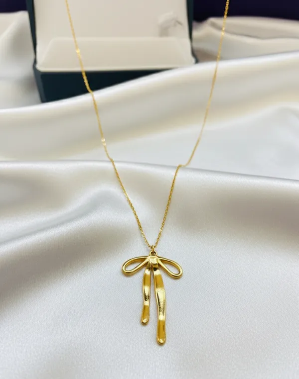 18K_Gold_Plated_Bow_Pendant_Necklace_For_Women