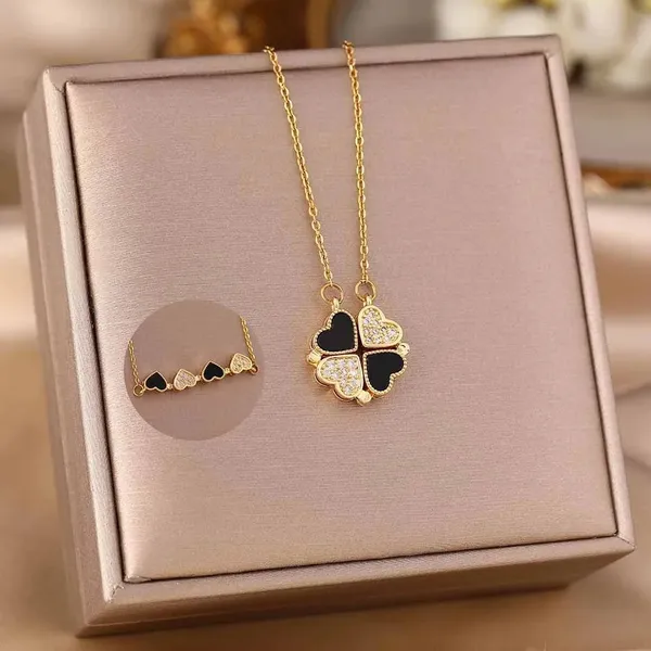 Golden_Magnetic_Heart_Clover_Necklace_For_Women