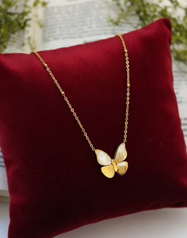 Golden_Enamel_Butterfly_Necklace_For_Women