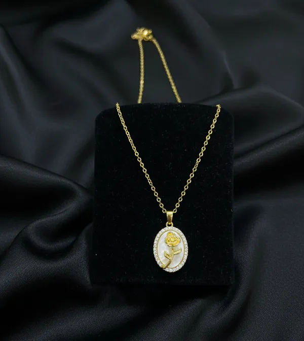 18K__Gold_Plated_White_And_Rose_Charm__Necklace_For_Women