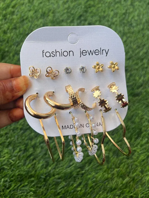 Set_of_9_-_Earrings_Pair_Gold_plated_fancy_earrings