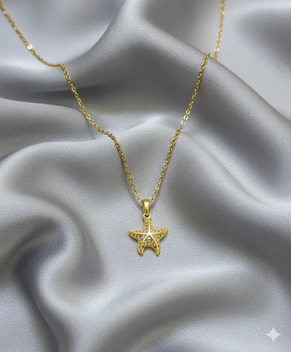 Golden_Everyday_Elegant_Starfish_Charm_18K_Plated_Necklace_For_Women