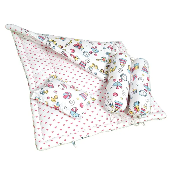Pack_Of_4_-_Cotton_Baby_Bedding_Set_26×40_Inch_|_Pink_Baby_Toys_Print