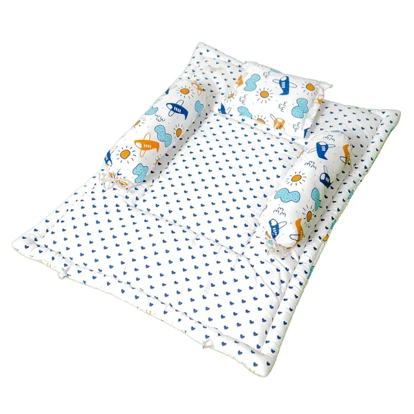 Pack_of_4_-_Cotton_Baby_Bedding_Set_26×40_Inch_|_Blue_Plane_Cloud