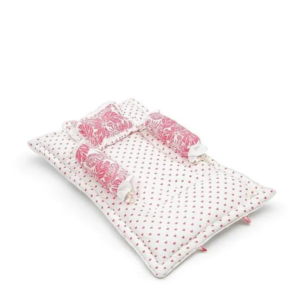 Pack_Of__4_-_Baby_Bedding_Set_26x40_Inch_Cotton_|_Pink_Leaf_Print