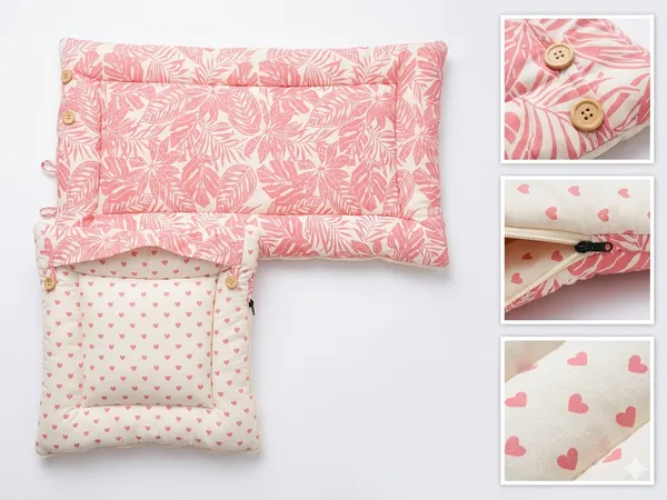 NWF_3_in_1_Baby_Carry_Nest_&_Sleeping_Bag_for_Newborn_Baby_|_100%_Cotton_Portable_Baby_Bedding_Set_with_Hood_&_Zip_|_Ultra_Soft,_Travel_Friendly_&_Skin_Friendly_|_0-12_Months_|_Pink_Leaf_Print