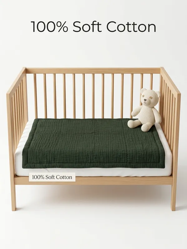NWF_Baby_Cotton_Godadi_Sleeping_Mat_(34_x_34_Inch)_–_Soft_Breathable_Newborn_Baby_Bedding,_Foldable_Baby_Bed,_Washable_Cradle_Sheet_&_Mattress_Pad_(0–12_Months)_-_Green
