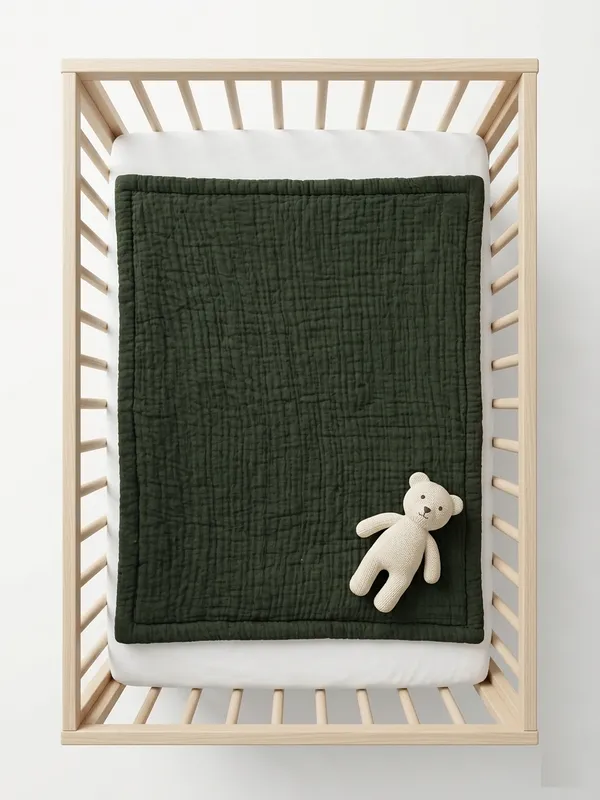 NWF_Baby_Cotton_Godadi_Sleeping_Mat_(34_x_34_Inch)_–_Soft_Breathable_Newborn_Baby_Bedding,_Foldable_Baby_Bed,_Washable_Cradle_Sheet_&_Mattress_Pad_(0–12_Months)_-_Green