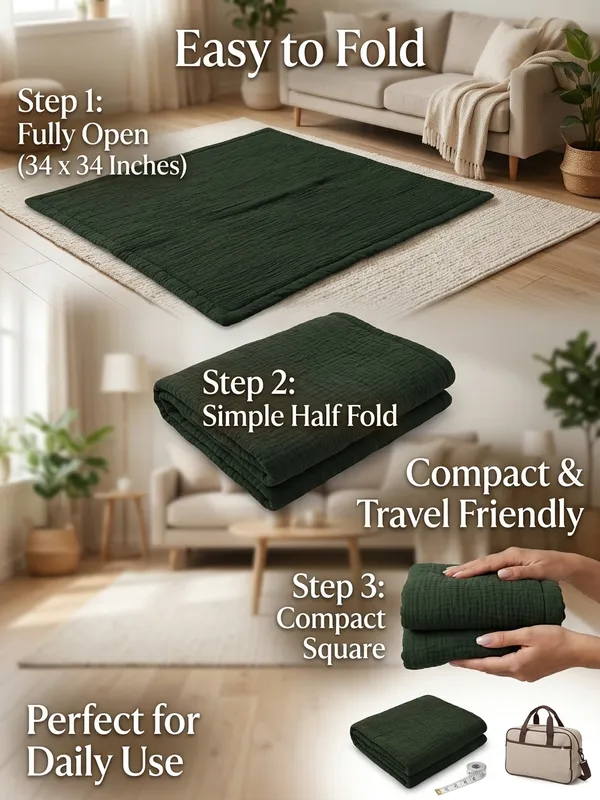 NWF_Baby_Cotton_Godadi_Sleeping_Mat_(34_x_34_Inch)_–_Soft_Breathable_Newborn_Baby_Bedding,_Foldable_Baby_Bed,_Washable_Cradle_Sheet_&_Mattress_Pad_(0–12_Months)_-_Green