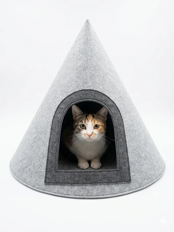 NWF_Felt_Cat_Cave_Bed_with_Cushion,_Foldable_Cat_House_Tent,_Indoor_Cat_Bed_Cave_for_Cats_&_Kittens,_Cozy_Pet_Cave_Bed_for_Small_Dogs_(Without_Cushion)