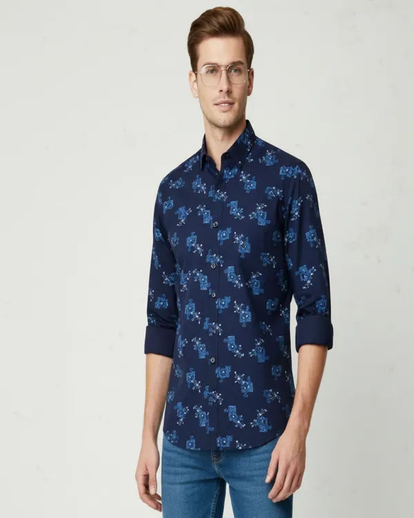 Navy_Blue_Cotton_Classic_Shirt_For_Men