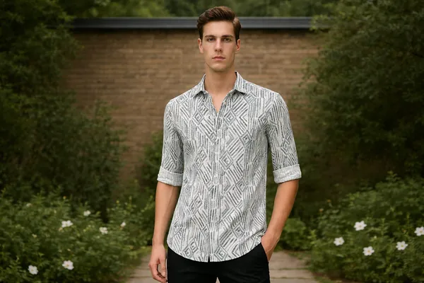 White_&_Black_Cotton_Classic_Shirt_For_Men