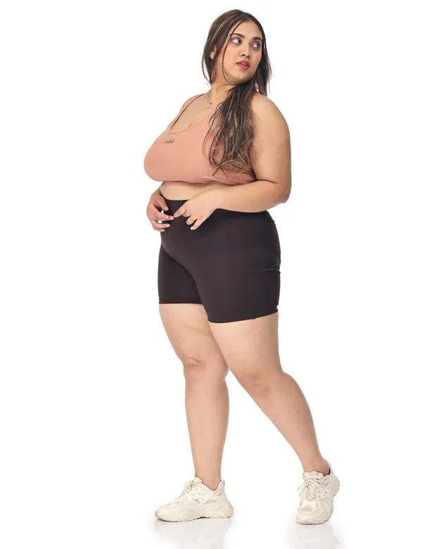 Coffee_Brown_Compression_Shorts_For_Women